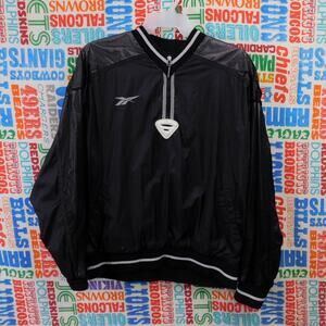 Vintage Reebok Pullover Windbreaker Size XL Mesh Logo Quarter Zip Black 90s